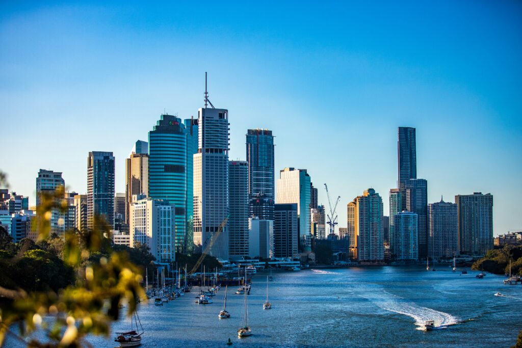 Brisbane across the river from Kangaroo Point cliffs
